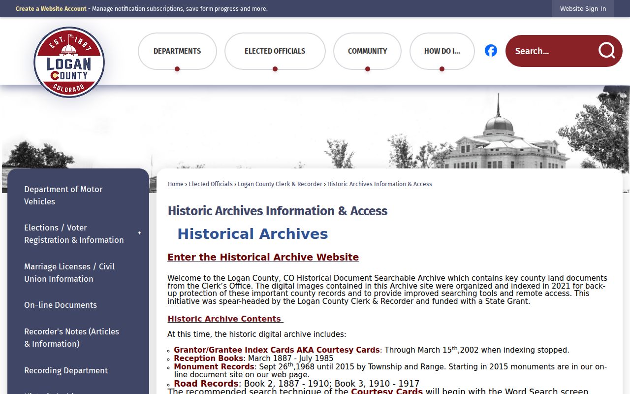 Logan County Clerk and Recorder historic archive records