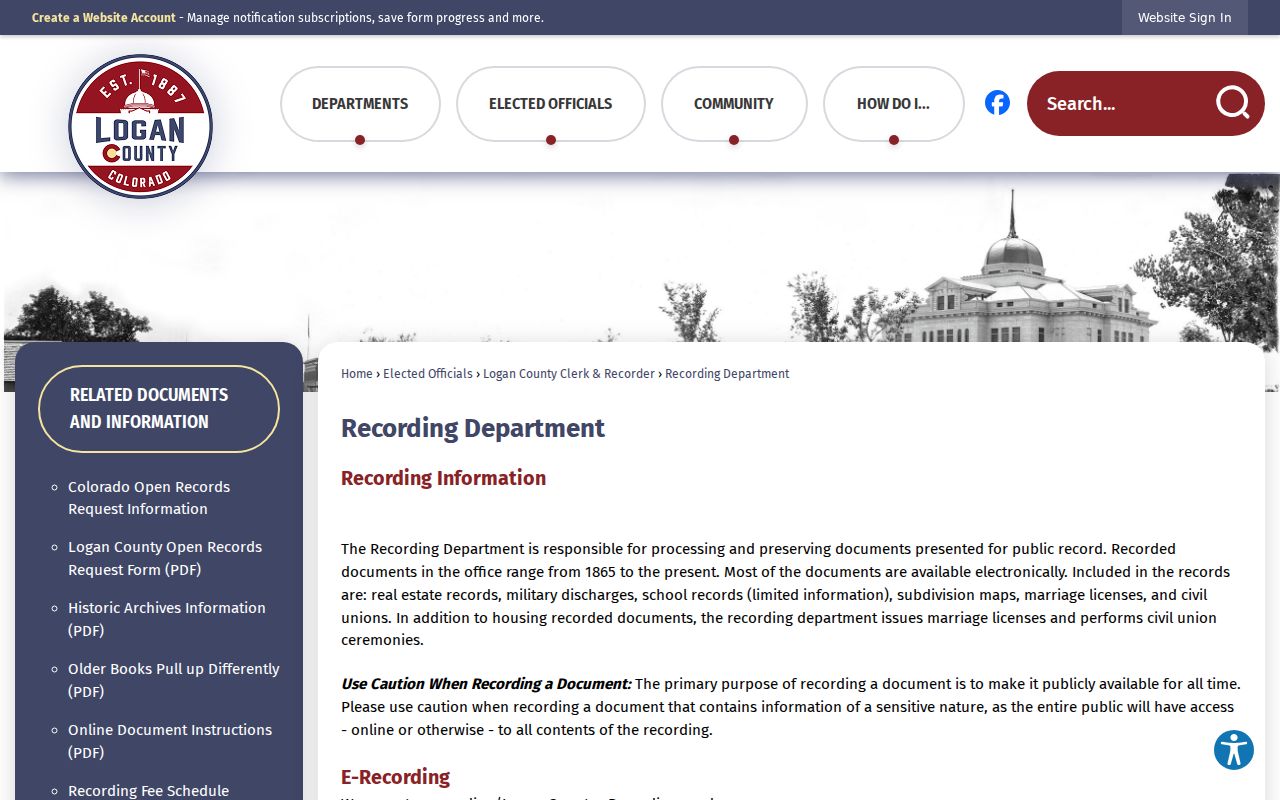 Logan County Clerk and Recorder recorded documents department