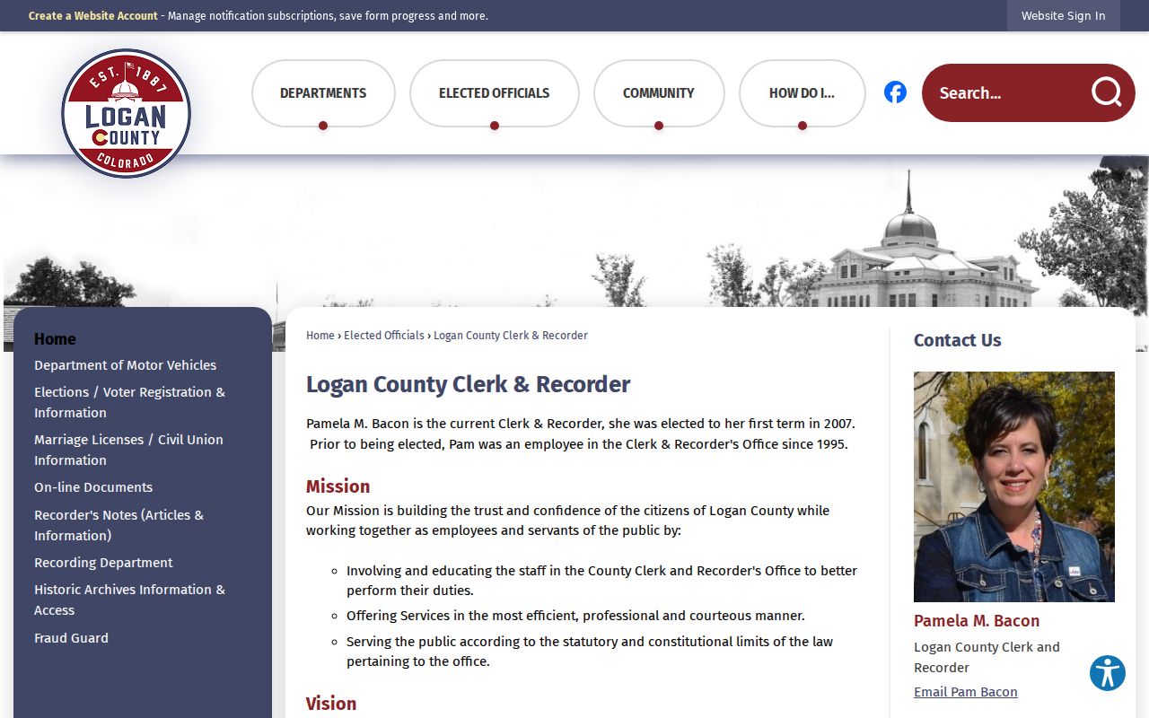 Logan County Clerk and Recorder records office page
