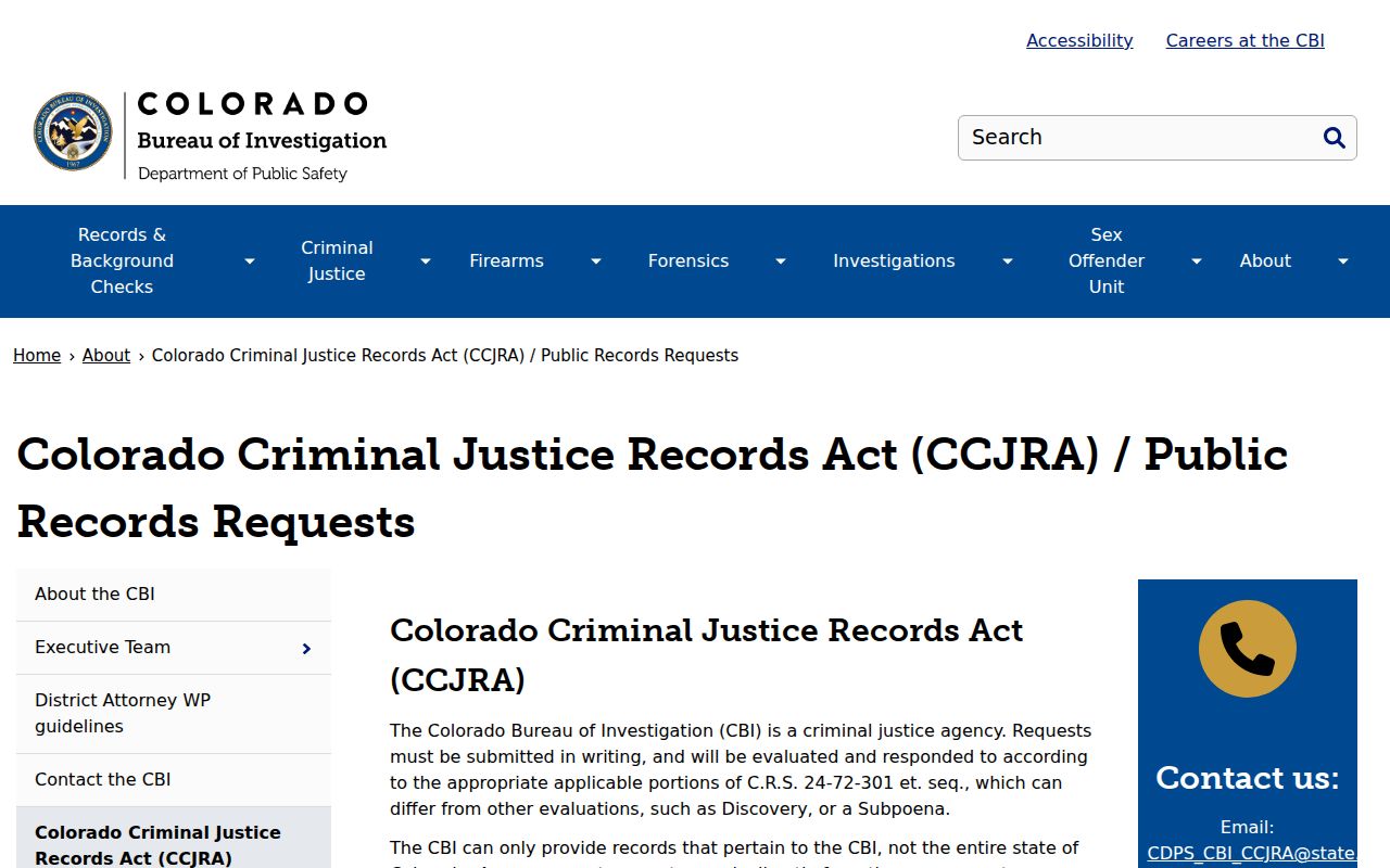 Logan County court records Colorado Criminal Justice Records Act access page