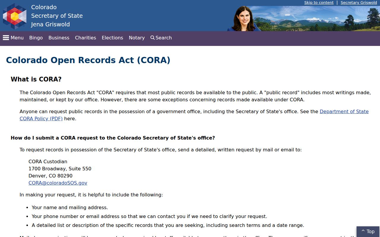 Logan County court records Colorado Secretary of State CORA resource