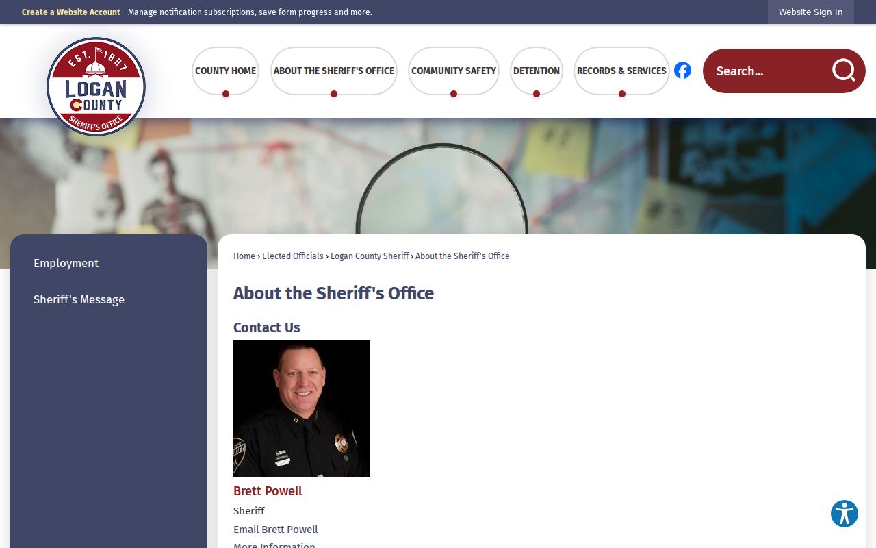 Logan County inmate records sheriff about page