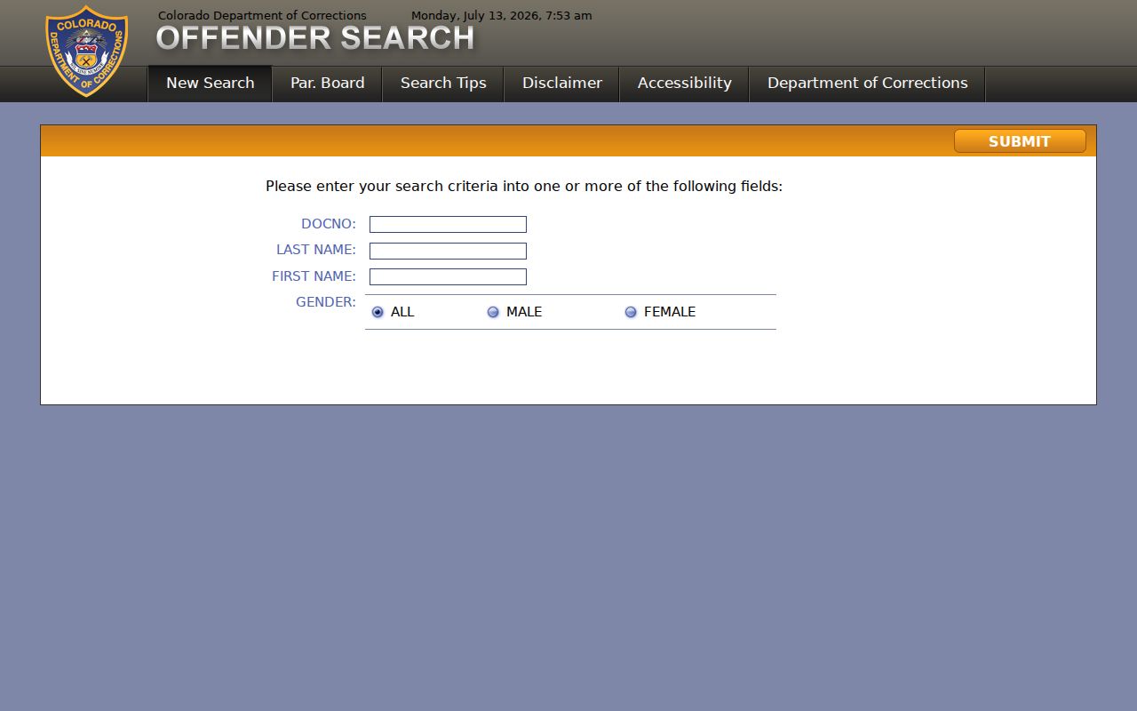 Logan County inmate records Colorado DOC offender search