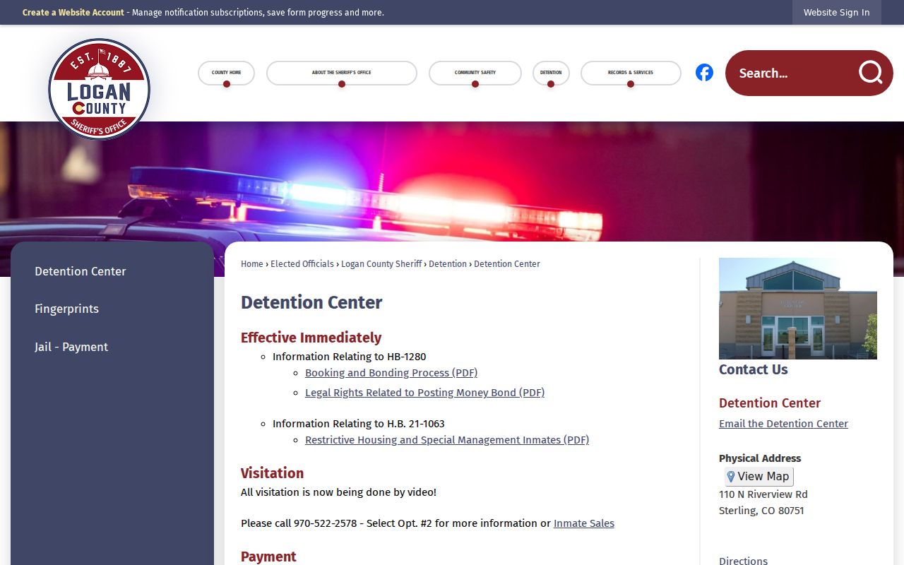 Logan County inmate records detention center rules