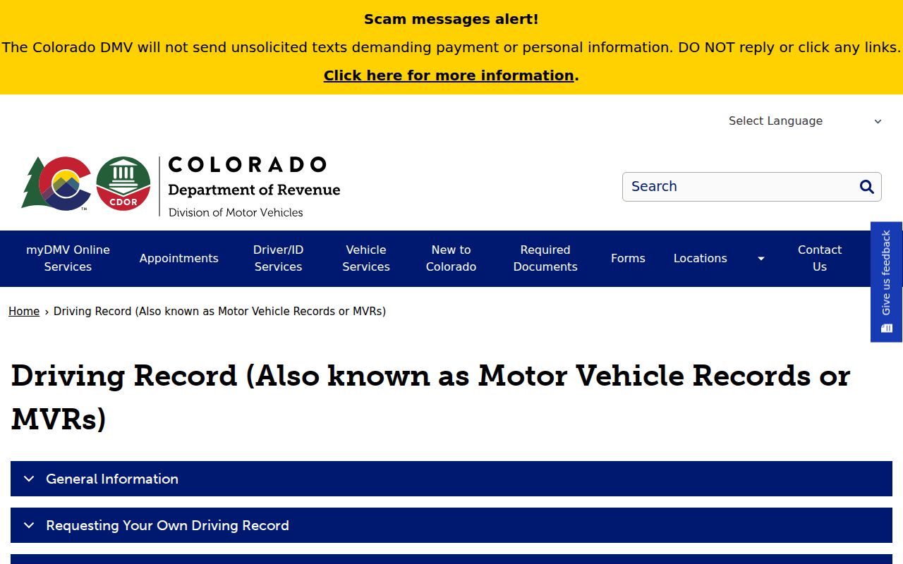 Logan County traffic court records Colorado DMV motor vehicle record page